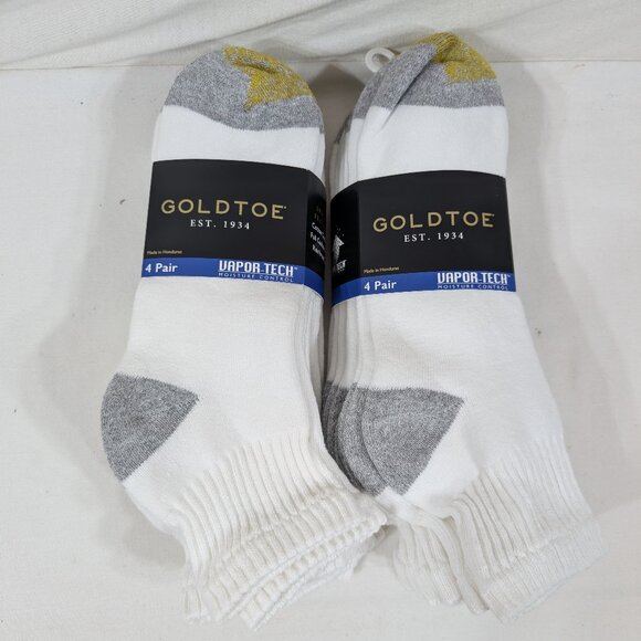 Men's Gold Toe Low Cut Socks White - 8 Pairs - Picture 1 of 2